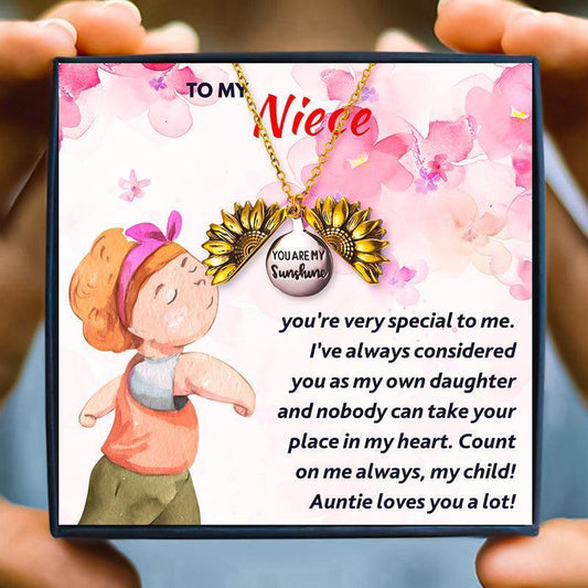 To My Niece Sunflower Necklace Gift from Auntie - Niece Necklace - To My Niece Sunflower Necklace Gift from Auntie - Default Title - by Hunny Life