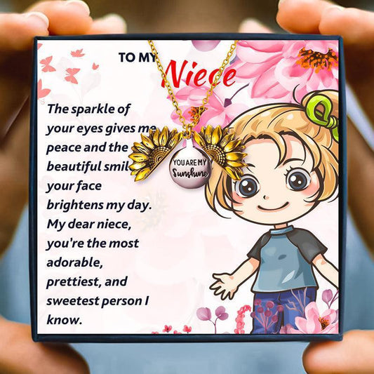 To My Niece, Sunflower Pendant Necklace From Aunt - Niece Necklace - To My Niece, Sunflower Pendant Necklace From Aunt - Default Title - by Hunny Life