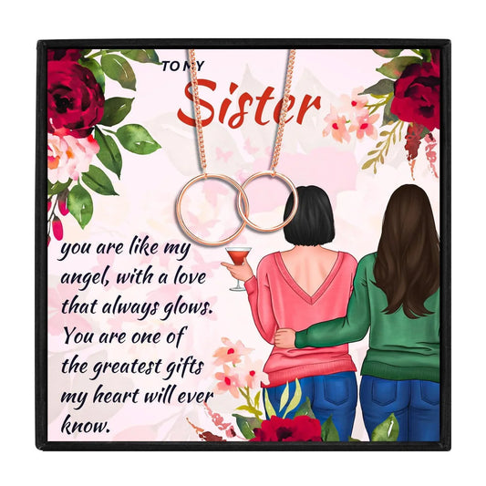 To My Sister Double Circle Necklace Gift Set - sister necklaces - To My Sister Double Circle Necklace Gift Set - Rose Gold - by Hunny Life