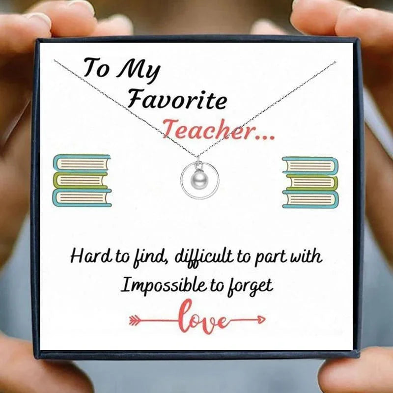 To My Teacher Appreciation Necklace Gift Set - teacher necklaces - To My Teacher Appreciation Necklace Gift Set - txx193t3 Gift Box - by Hunny Life