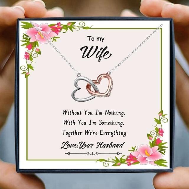 To My Wife Double Heart Pendant Necklace From Husband - wife necklaces - To My Wife Double Heart Pendant Necklace From Husband - txx217d27 Gift Box - by Hunny Life