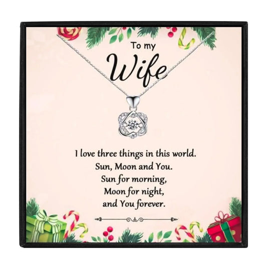To My Wonderful Wife Rose Gold Love knot Necklace - wife necklaces - To My Wonderful Wife Rose Gold Love knot Necklace - Silver - by Hunny Life
