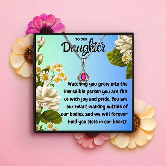 To Our Daughter Necklace With Personalized Message Card - daughter necklaces - To Our Daughter Necklace With Personalized Message Card - Rose Gold - by Hunny Life
