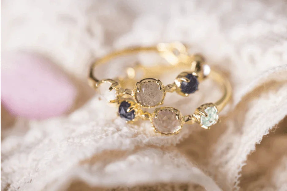 Topaz Moon Elongated Energy Stone Ring - ring - Topaz Moon Elongated Energy Stone Ring - Energy stone / 7number - by Hunny Life