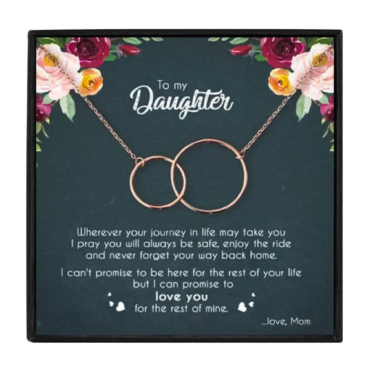 Two Interlocking Infinity Circles Pendant For Daughter - daughter necklaces - Two Interlocking Infinity Circles Pendant For Daughter - rose gold Gift Box - by Hunny Life