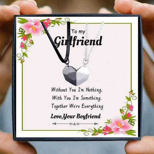 Two Piece Couple Necklace To My Girlfriend - Girlfriend Necklaces - Two Piece Couple Necklace To My Girlfriend - Default Title - by Hunny Life