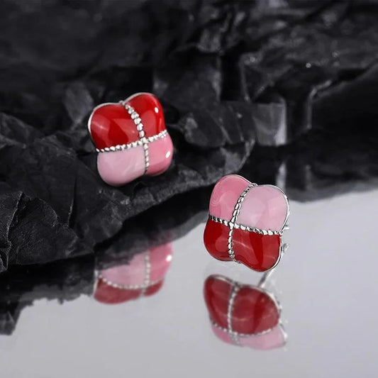 Unique Design Gift Box Color Gradual Red Earrings - Earrings - Unique Design Gift Box Color Gradual Red Earrings - Pink - by Hunny Life