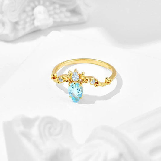 Vintage Light Luxury Ring - rings - Vintage Light Luxury Ring - Sky Blue Ring / Size5 - by Hunny Life