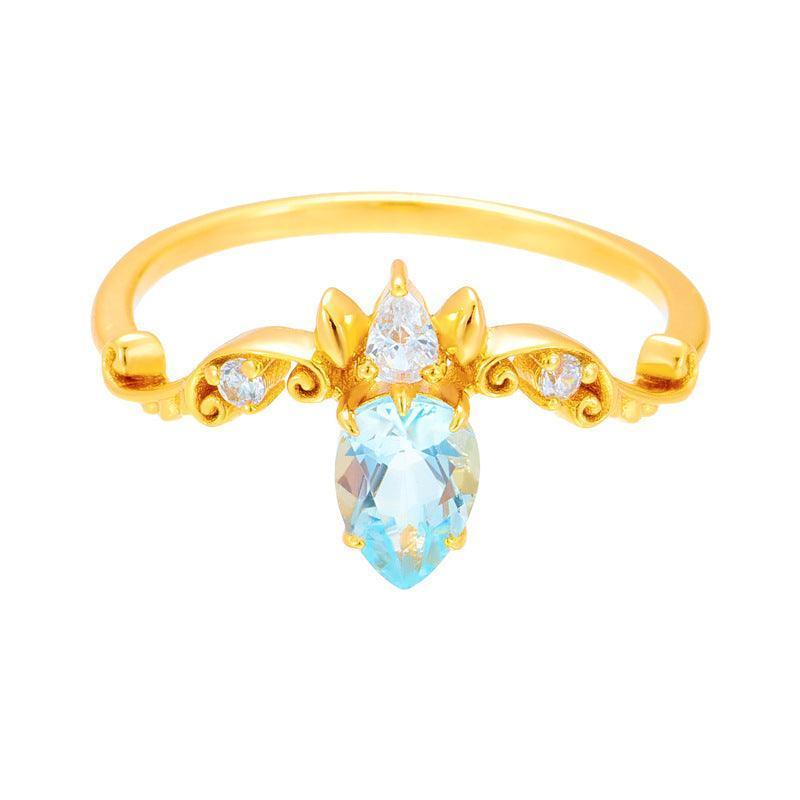 Vintage Light Luxury Ring - rings - Vintage Light Luxury Ring - Sky Blue Ring / Size5 - by Hunny Life