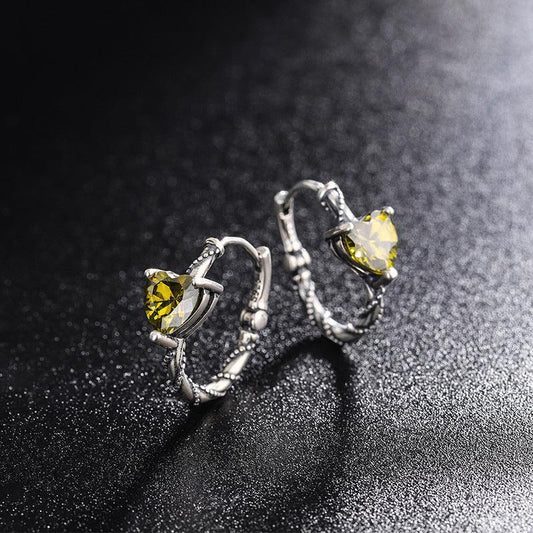 Vintage Olive Green Love Earrings Unique Geometry - Earrings - Vintage Olive Green Love Earrings Unique Geometry - Yellow - by Hunny Life