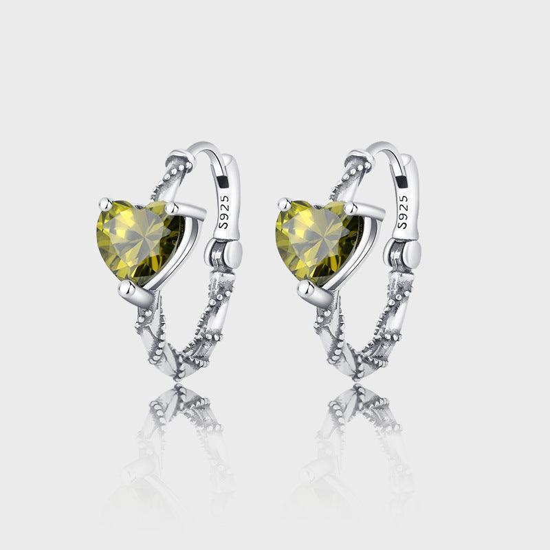 Vintage Olive Green Love Earrings Unique Geometry - Earrings - Vintage Olive Green Love Earrings Unique Geometry - Yellow - by Hunny Life