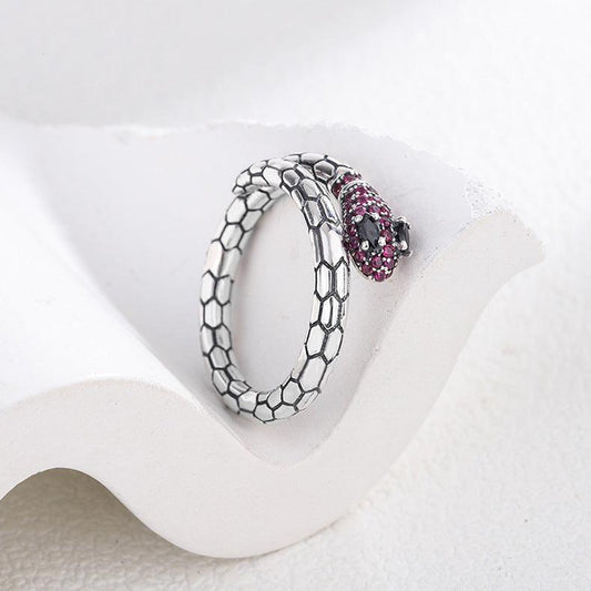 Vintage Personality Snake Shaped Geometric Ring - rings - Vintage Personality Snake Shaped Geometric Ring - Pink - by Hunny Life