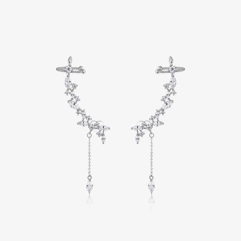 Women's High-end Temperament With Leaves Ear Bone Clip - Earrings - Women's High-end Temperament With Leaves Ear Bone Clip - Silver - by Hunny Life