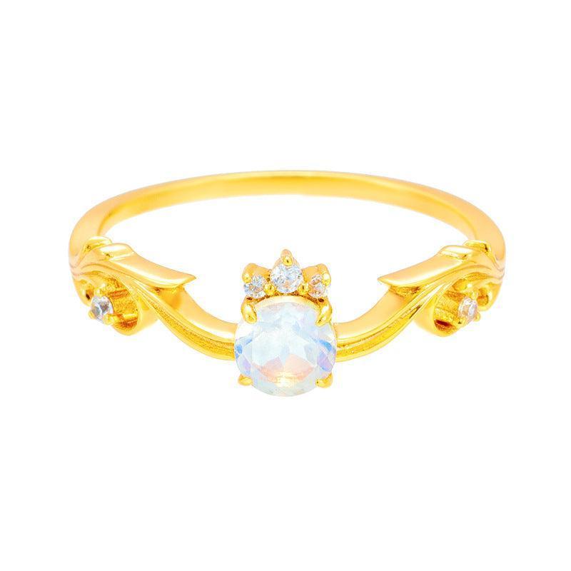 Women's Light Luxury Moonstone Ring - rings - Women's Light Luxury Moonstone Ring - Moonstone Ring / Size5 - by Hunny Life