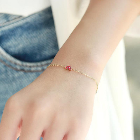 Women's Simple Light Jewelry Stitching Heart Zircon Bracelet - Bracelets - Women's Simple Light Jewelry Stitching Heart Zircon Bracelet - Small red heart mosaic bracele - by Hunny Life