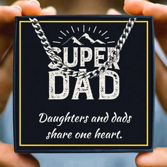 World's Best Dad Gift Necklace Set - dad necklace - World's Best Dad Gift Necklace Set - Silver / 50cm / 5mm - by Hunny Life