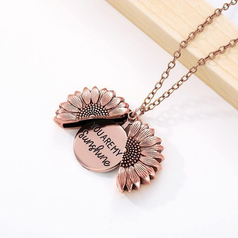 You are My Sunshine Sunflower Necklaces - necklaces - You are My Sunshine Sunflower Necklaces - Rose Gold / 50cm - by Hunny Life