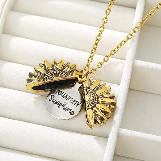 You are My Sunshine Sunflower Necklaces - necklaces - You are My Sunshine Sunflower Necklaces - Rose Gold / 50cm - by Hunny Life