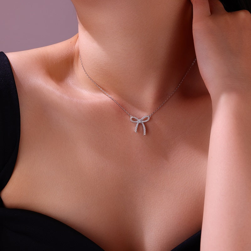 Bow Knot Moissanite Necklace