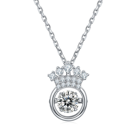 Crown Solitaire Moissanite Necklace