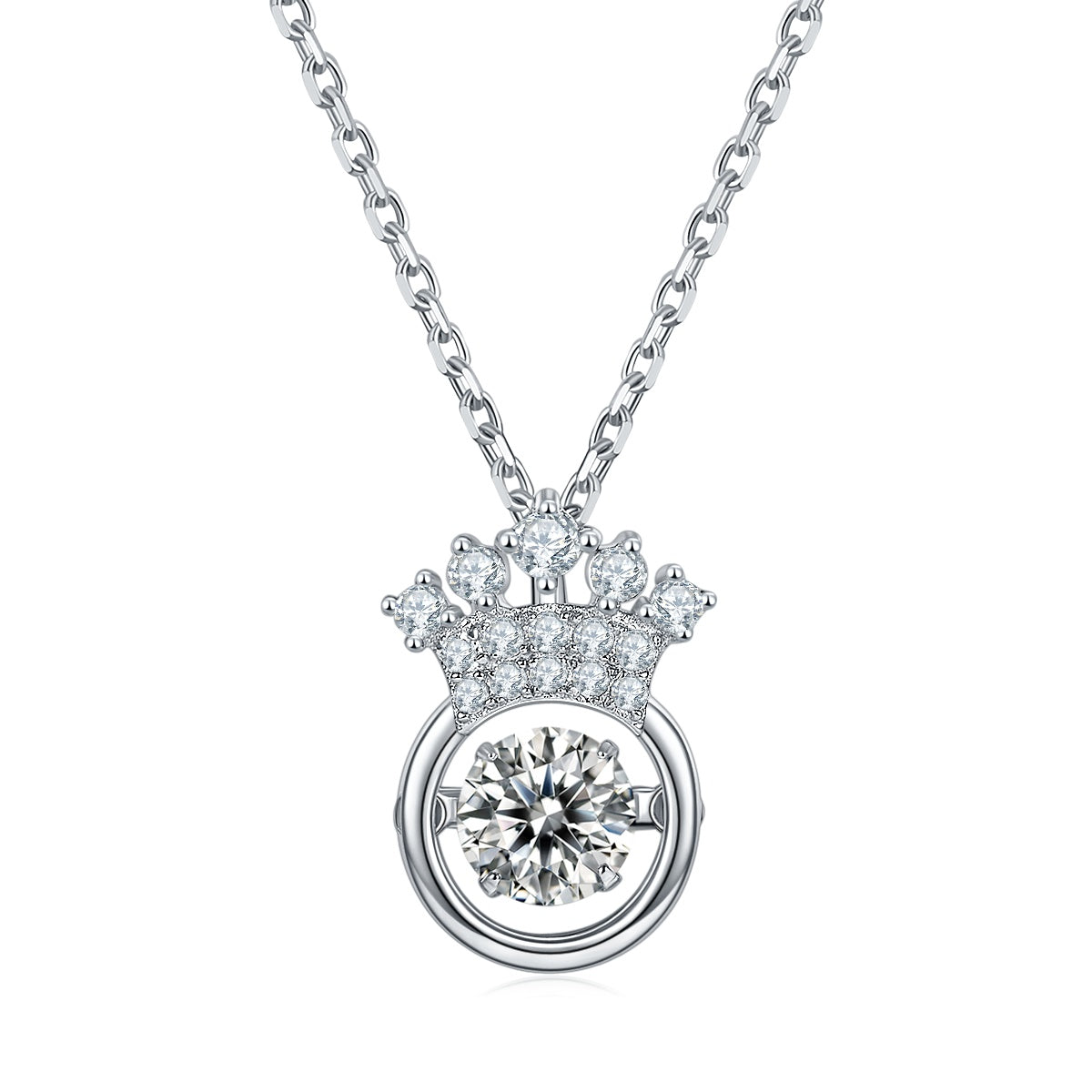 Crown Solitaire Moissanite Necklace