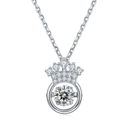 Crown Solitaire Moissanite Necklace