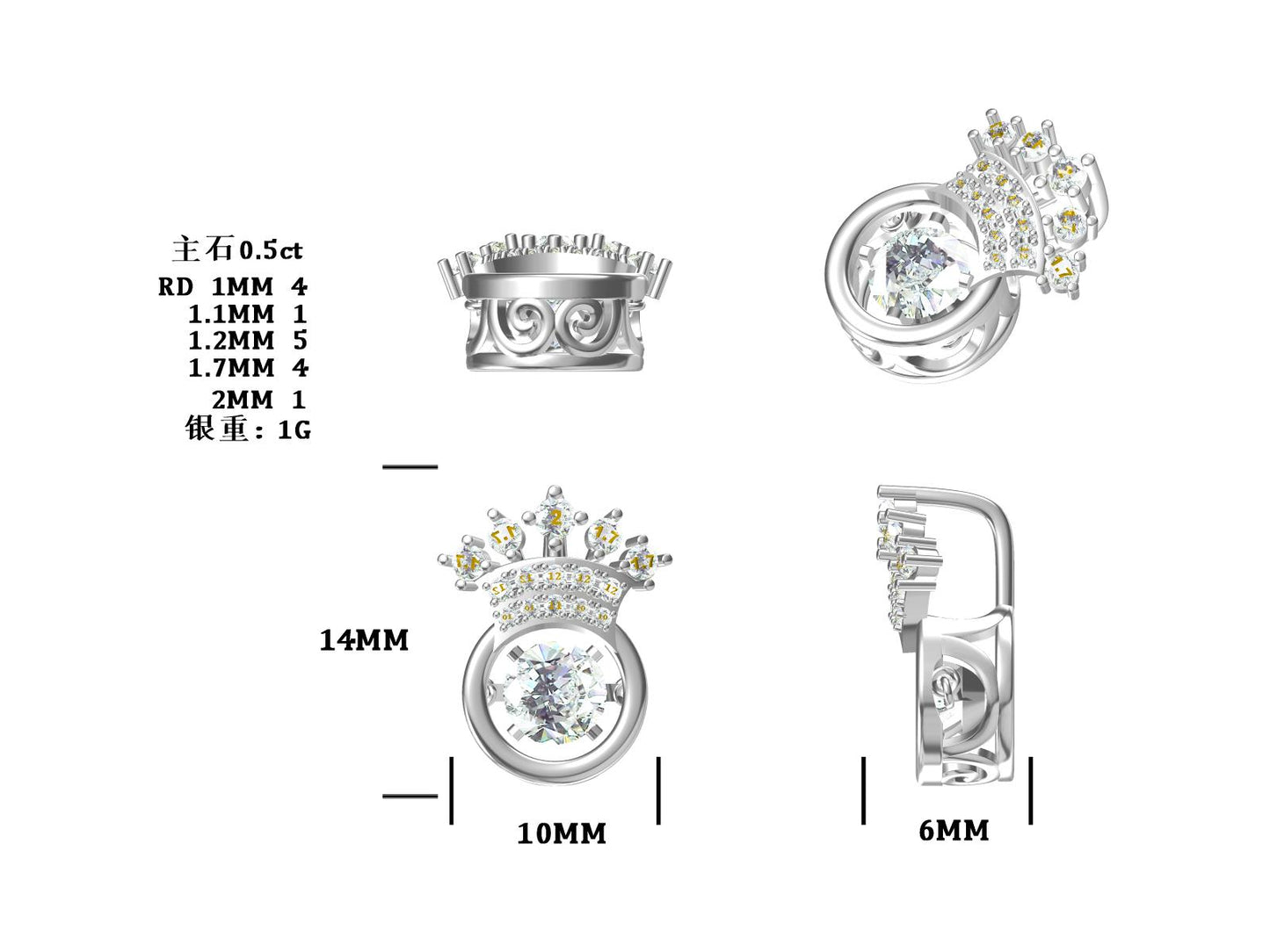 Crown Solitaire Moissanite Necklace