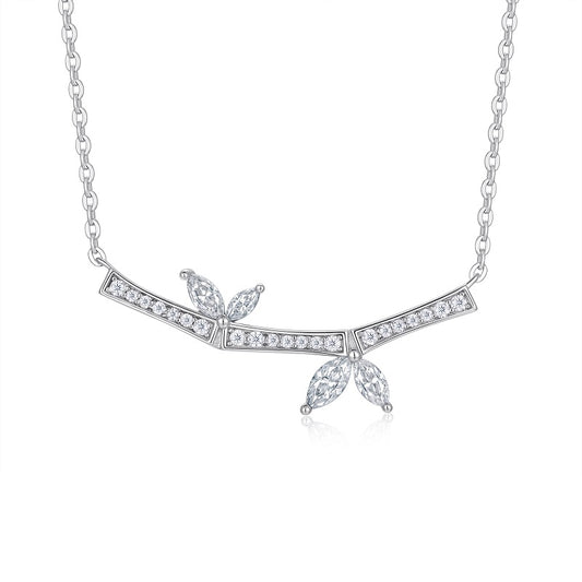 Floral Bar Moissanite Necklace