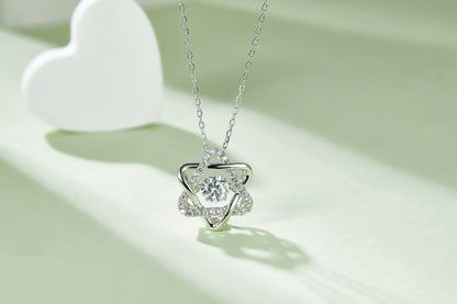 Interlocking Star Halo Moissanite Necklace