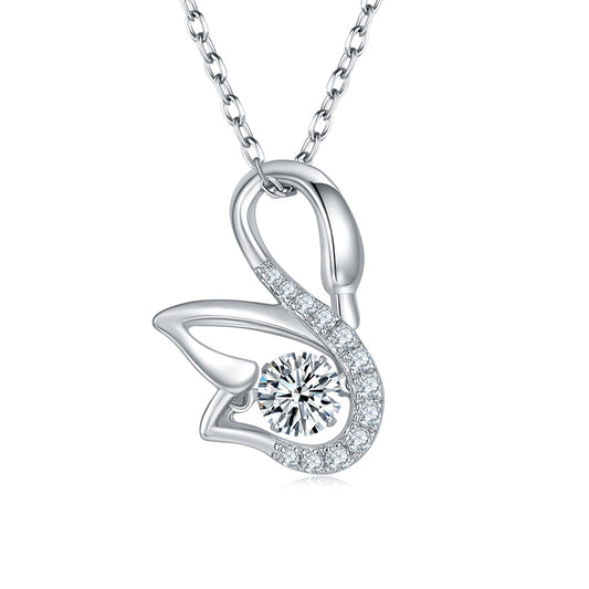 Swan Curve Solitaire Moissanite Necklace