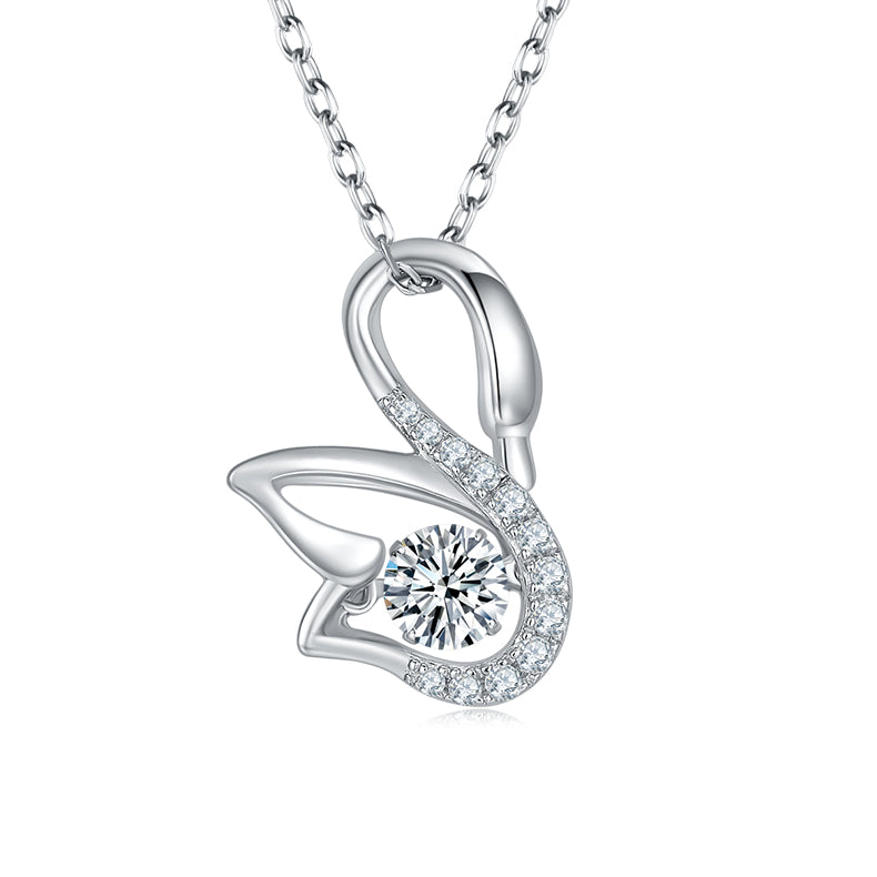 Swan Curve Solitaire Moissanite Necklace