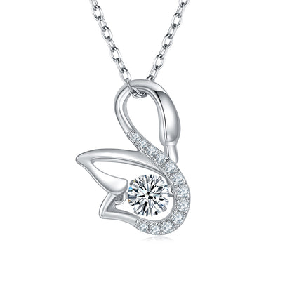 Swan Curve Solitaire Moissanite Necklace