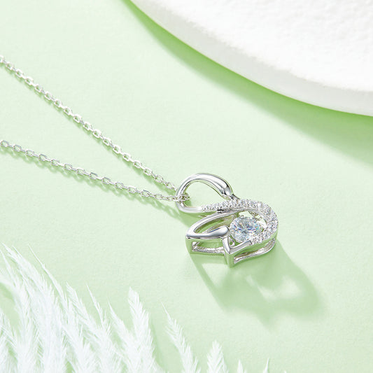 Swan Curve Solitaire Moissanite Necklace