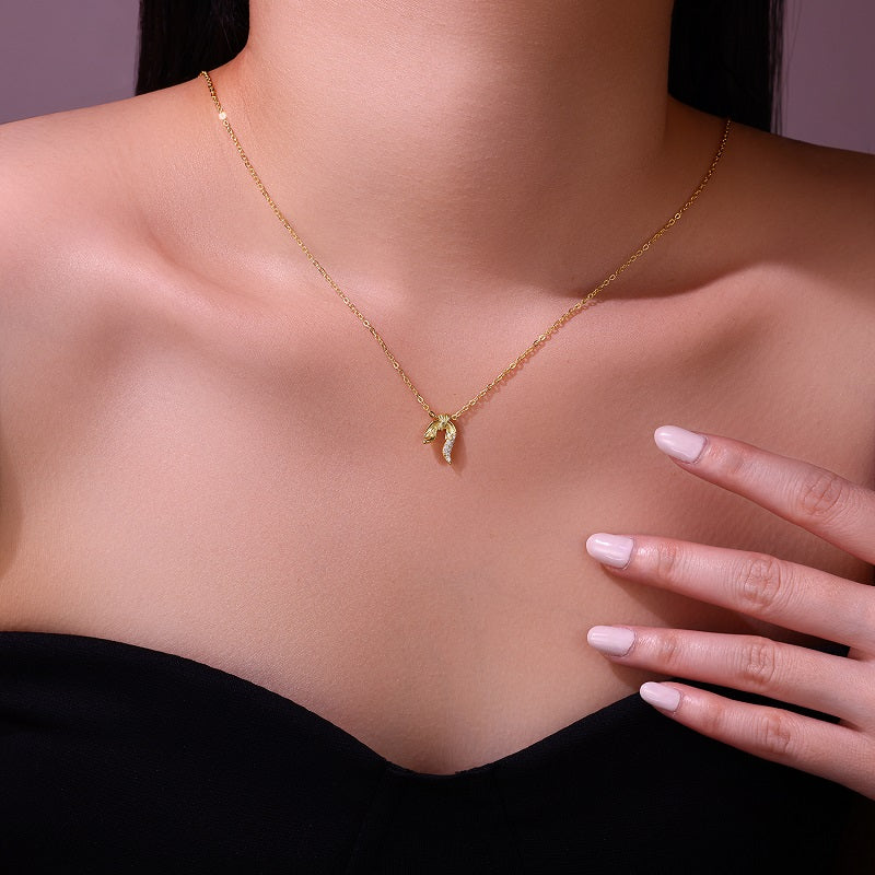 Gold Leaf Moissanite Necklace