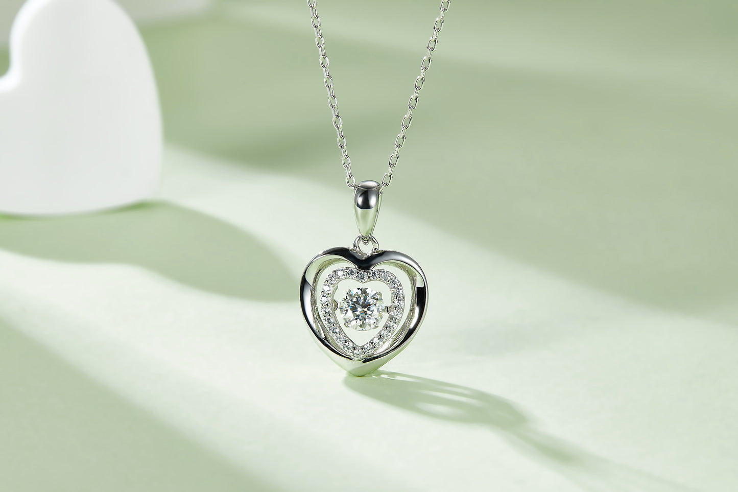 Double Heart Halo Moissanite Necklace