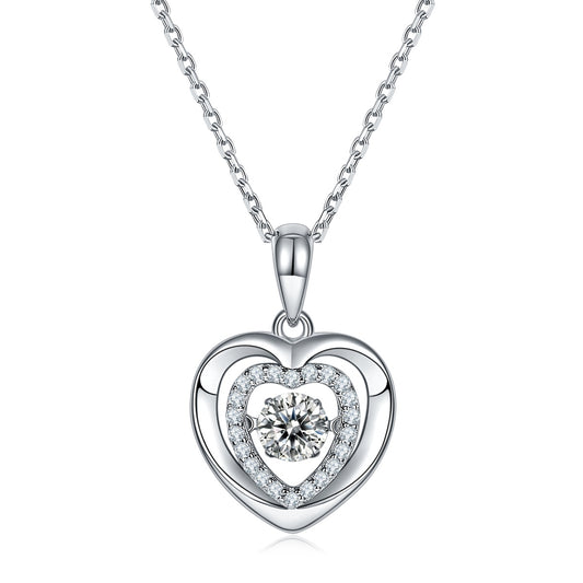 Double Heart Halo Moissanite Necklace