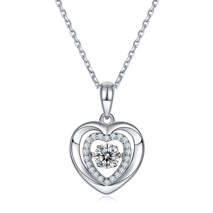 Double Heart Halo Moissanite Necklace