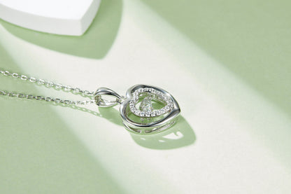 Double Heart Halo Moissanite Necklace