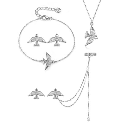 925 Sterling Silver Peace Dove Jewelry Set