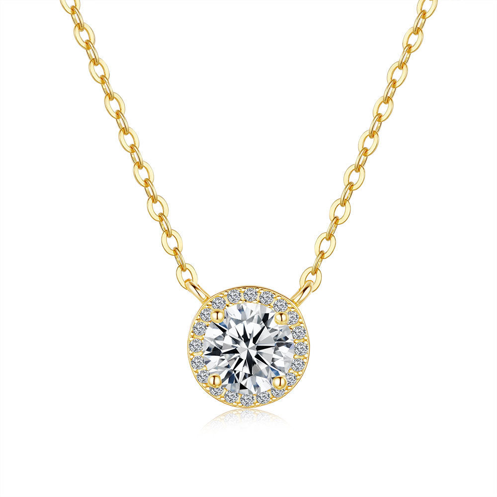 Round Halo Solitaire Necklace