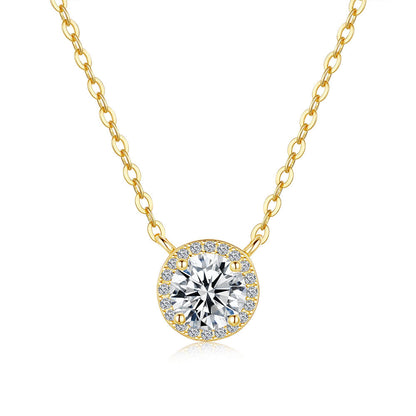 Round Halo Solitaire Necklace
