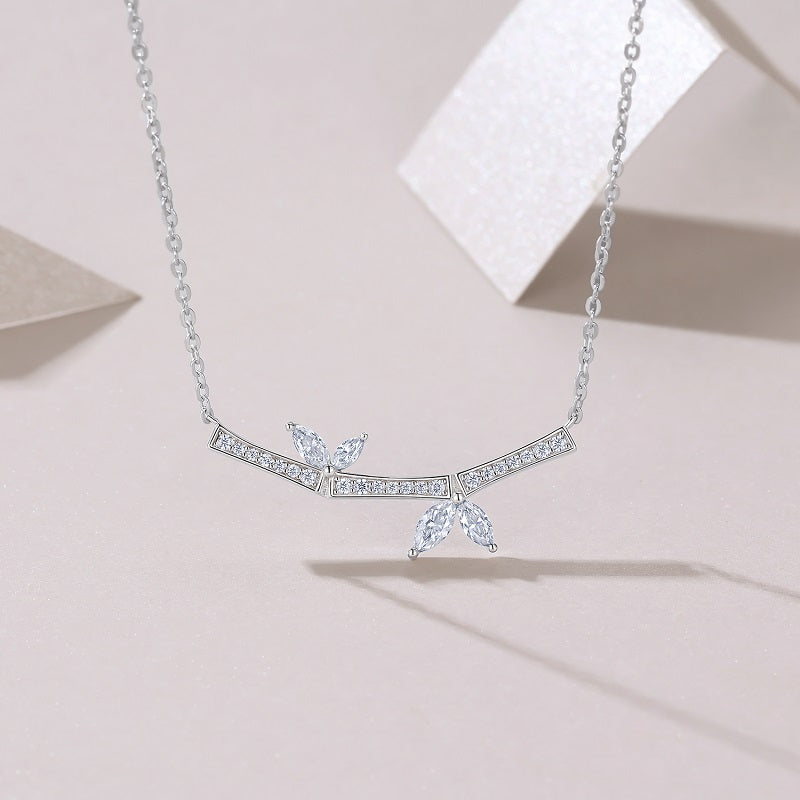 Floral Bar Moissanite Necklace