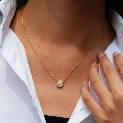 Round Halo Solitaire Necklace