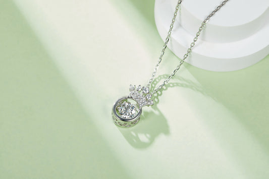 Crown Solitaire Moissanite Necklace