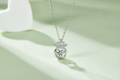 Crown Solitaire Moissanite Necklace