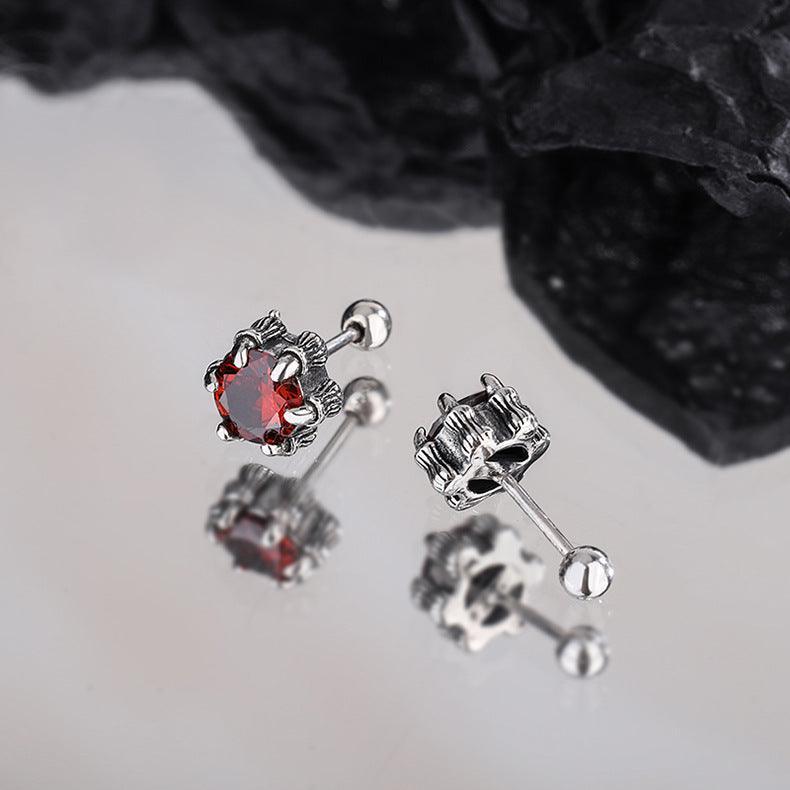 925 Silver Hand Claw Screw Red Gemstone Earrings for Christmas 2023 | 925 Silver Hand Claw Screw Red Gemstone Earrings - undefined | 925 Silver Hand Claw Screw Earrings, 925 Sterling Silver Vintage Earrings, Creative Cute Earrings, Red Gemstone Earrings | From Hunny Life | hunnylife.com