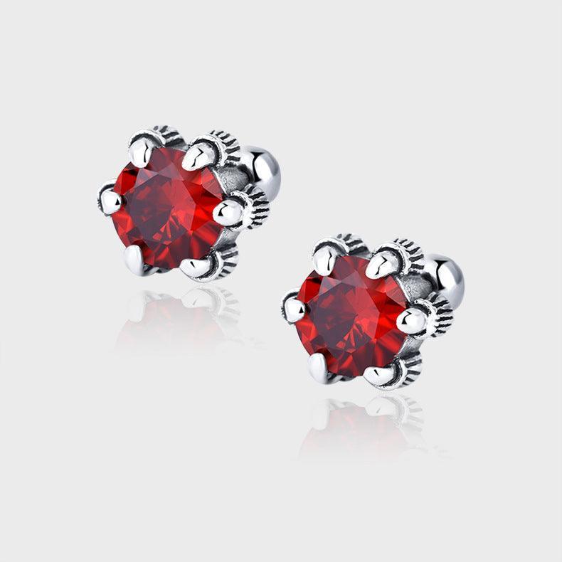 925 Silver Hand Claw Screw Red Gemstone Earrings for Christmas 2023 | 925 Silver Hand Claw Screw Red Gemstone Earrings - undefined | 925 Silver Hand Claw Screw Earrings, 925 Sterling Silver Vintage Earrings, Creative Cute Earrings, Red Gemstone Earrings | From Hunny Life | hunnylife.com