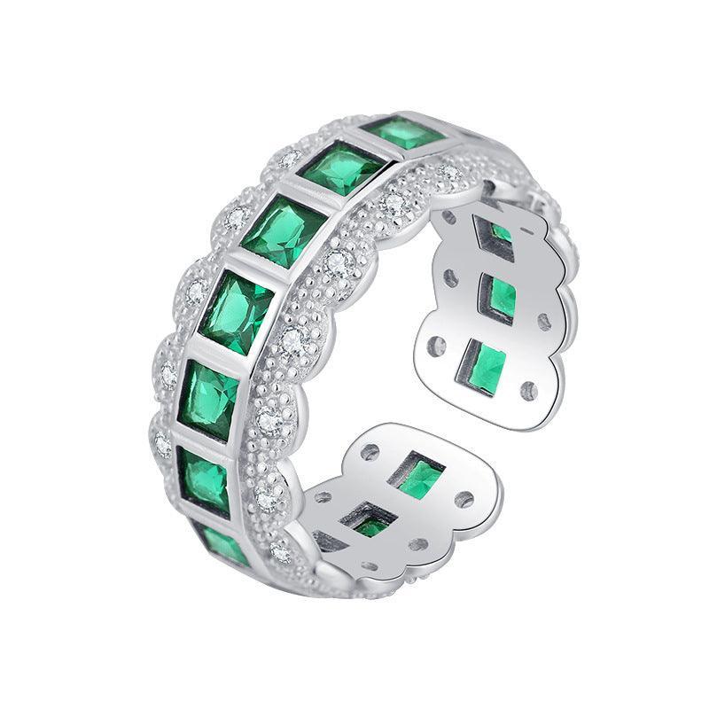 925 Silver Lace Edge Green Zirconium Ring Female in 2023 | 925 Silver Lace Edge Green Zirconium Ring Female - undefined | 925 Silver Lace Edge Green Ring Female, 925 Silver Ring Female, cute ring, Green Zirconium Ring, Sterling Silver s925 cute Ring | From Hunny Life | hunnylife.com