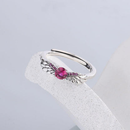 925 Sterling Silver Angel's Wing Index Finger Ring for Christmas 2023 | 925 Sterling Silver Angel's Wing Index Finger Ring - undefined | 925 Sterling Silver Angel's Ring, cute Angel's Wing Ring, cute ring, pink color birthstone ring, Sterling Silver s925 cute Ring | From Hunny Life | hunnylife.com