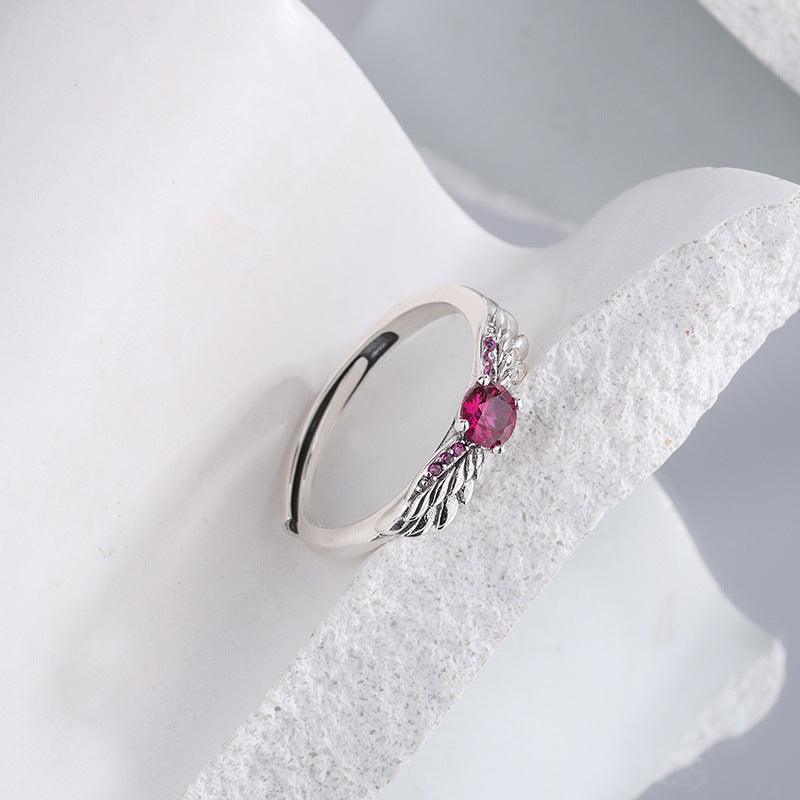 925 Sterling Silver Angel's Wing Index Finger Ring in 2023 | 925 Sterling Silver Angel's Wing Index Finger Ring - undefined | 925 Sterling Silver Angel's Ring, cute Angel's Wing Ring, cute ring, pink color birthstone ring, Sterling Silver s925 cute Ring | From Hunny Life | hunnylife.com